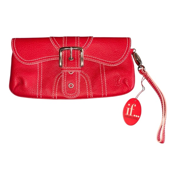 Purse - Leather Isabella Fiore RED Clutch with Wrist Strap - Picture 1 of 3